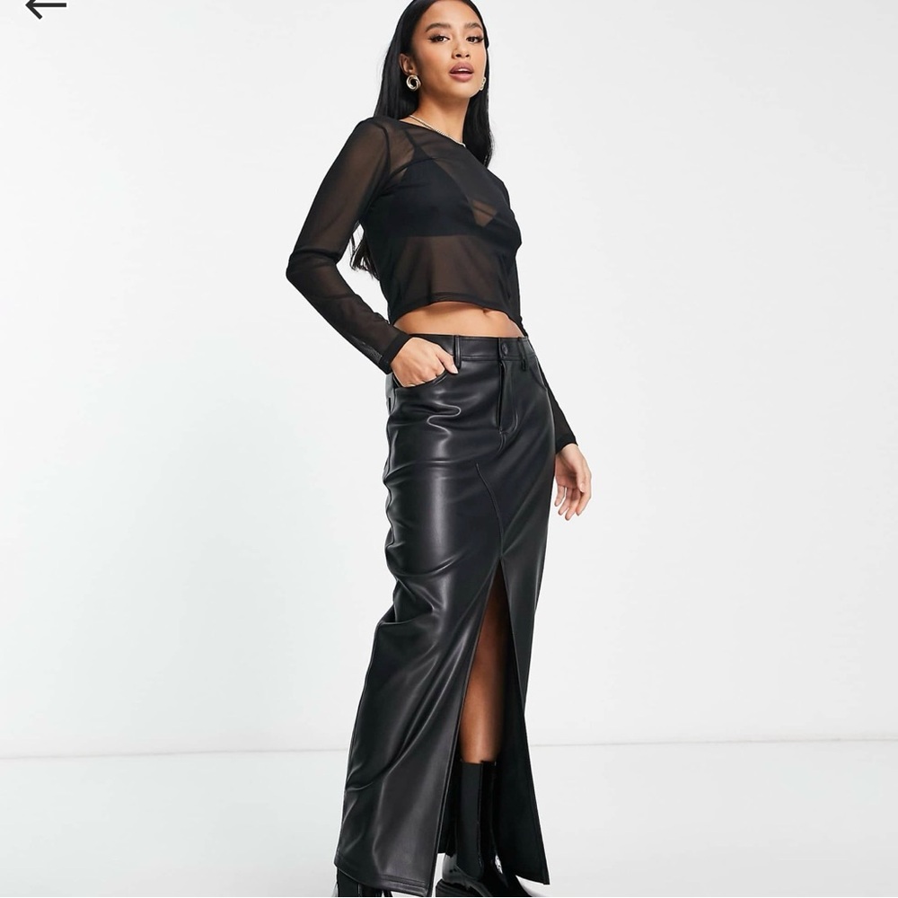 ASOS petite Faux Leather Maxi Skirt